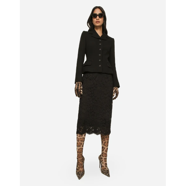 Dolce & Gabbana Branded stretch lace midi skirt, view 5