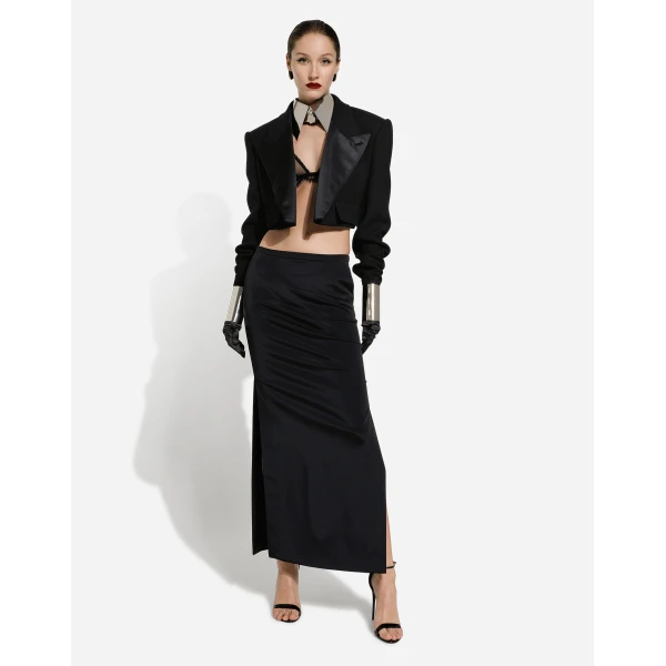 Dolce & Gabbana Cady calf-length skirt with slits, view 3