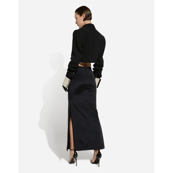 Dolce & Gabbana Cady calf-length skirt with slits, view 4