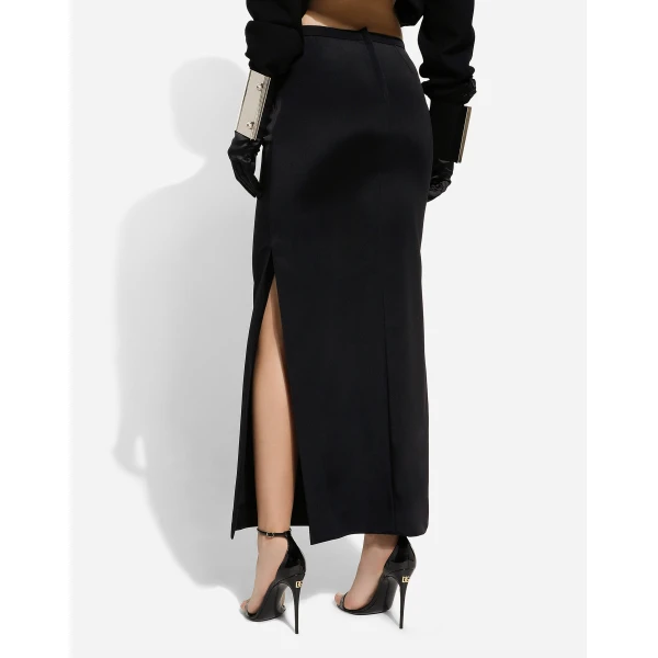 Dolce & Gabbana Cady calf-length skirt with slits, view 5