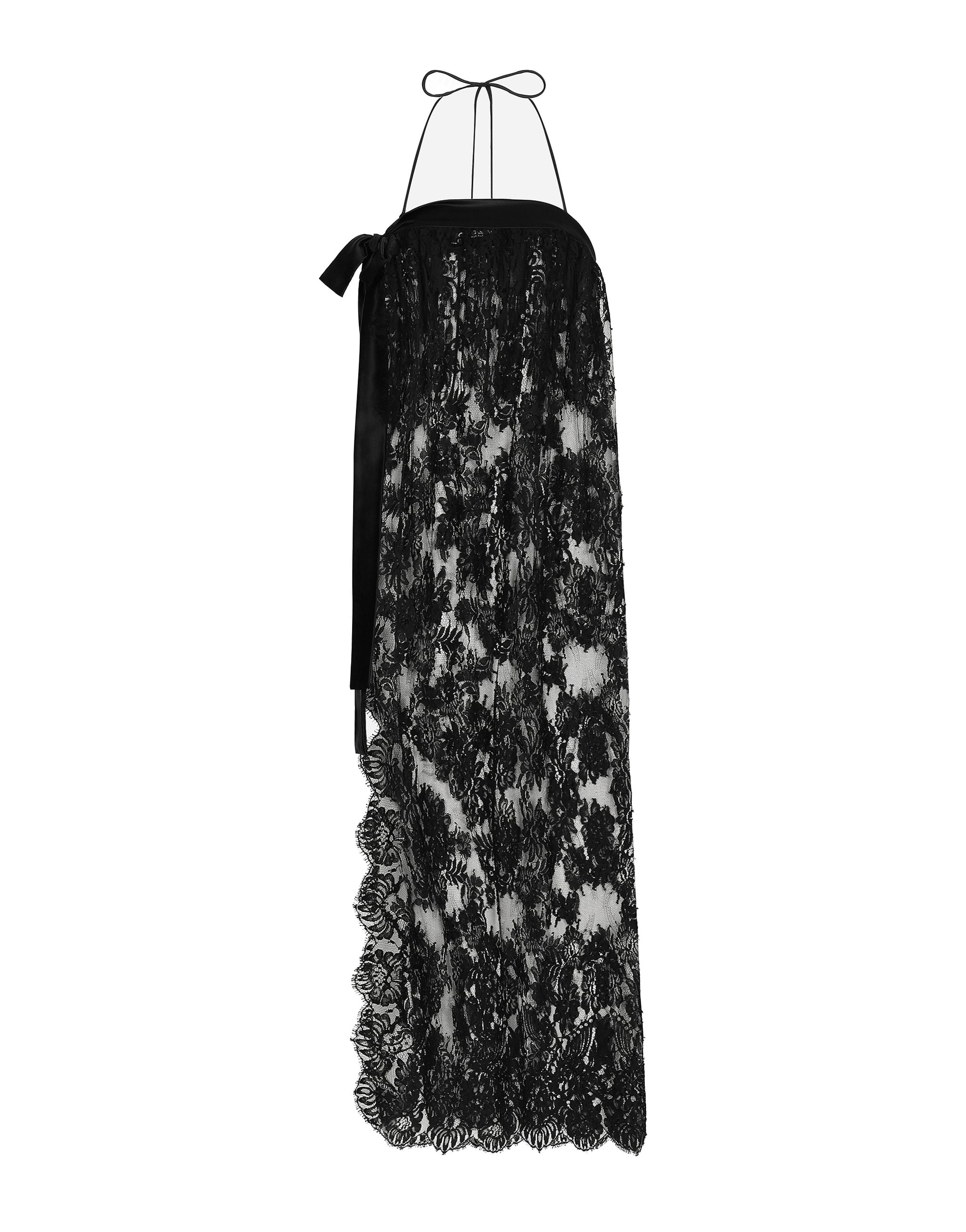 Dolce & Gabbana Calf-length Chantilly lace dress with satin details