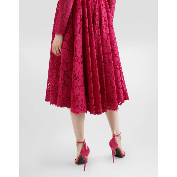 Dolce & Gabbana Calf-length circle-skirt dress in cordonetto lace, view 5