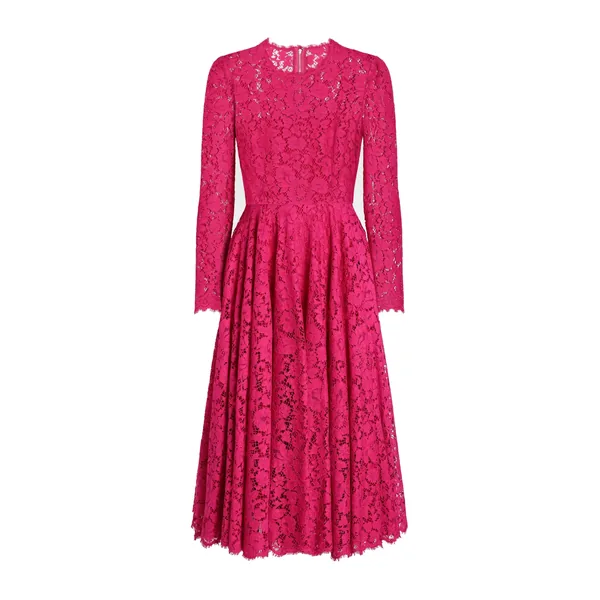 Dolce & Gabbana Calf-length circle-skirt dress in cordonetto lace