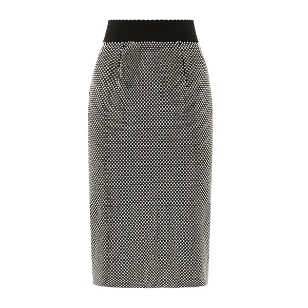 Calf-length crystal mesh skirt