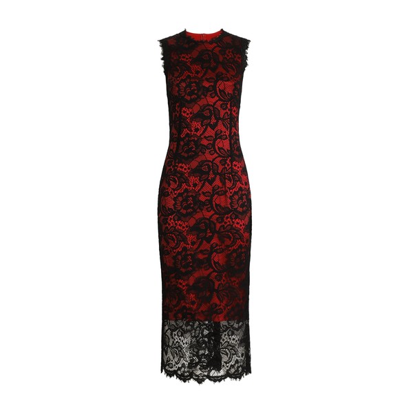 Dolce & Gabbana Calf-length floral lace sheath dress with contrasting lining