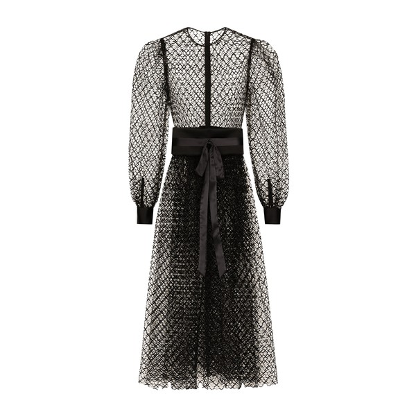 Dolce & Gabbana Calf-length mesh dress with wool crepe belt
