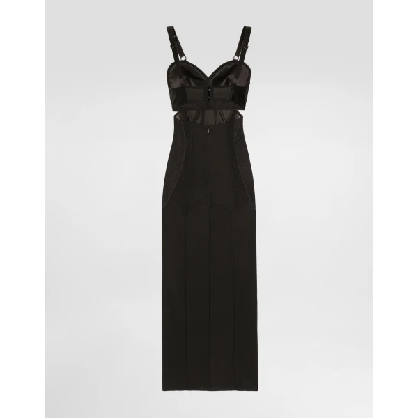 Dolce & Gabbana Calf-length satin and lace dress with corset details, view 5
