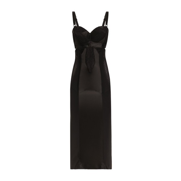 Dolce & Gabbana Calf-length satin and lace dress with corset details