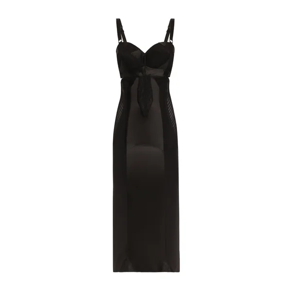 Dolce & Gabbana Calf-length satin and lace dress with corset details