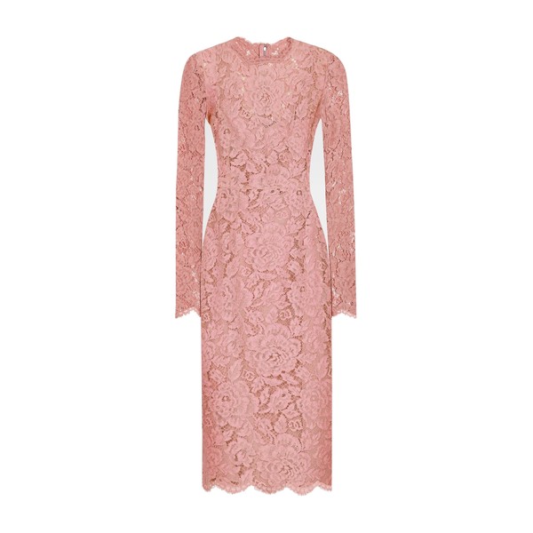 Dolce & Gabbana Calf-length sheath dress in branded floral cordonetto lace