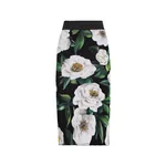 Dolce & Gabbana Calf-length stretch pencil skirt with gardenia print
