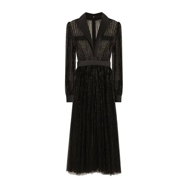 Dolce & Gabbana Calf-length tulle tuxedo shirt dress with sequin embellishment
