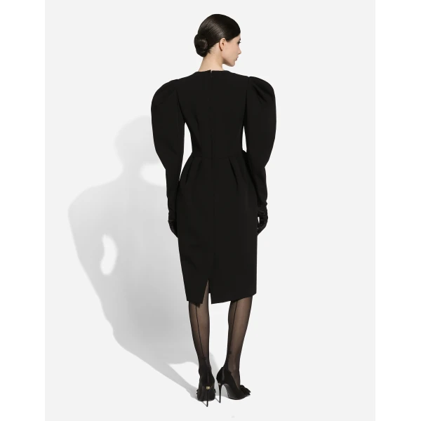Dolce & Gabbana Calf-length wool dress with open neckline, view 3
