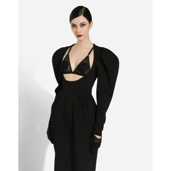 Dolce & Gabbana Calf-length wool dress with open neckline, view 4