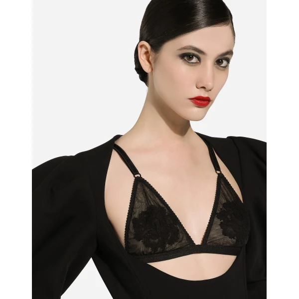 Dolce & Gabbana Calf-length wool dress with open neckline, view 5