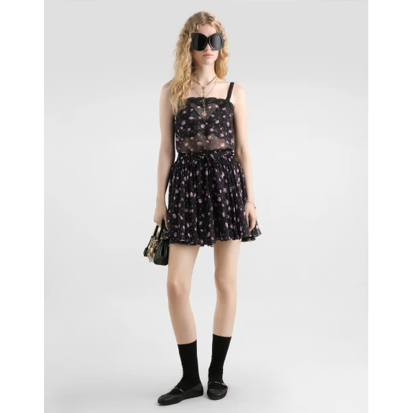 Dolce & Gabbana Carnations-print chiffon circle skirt, view 2