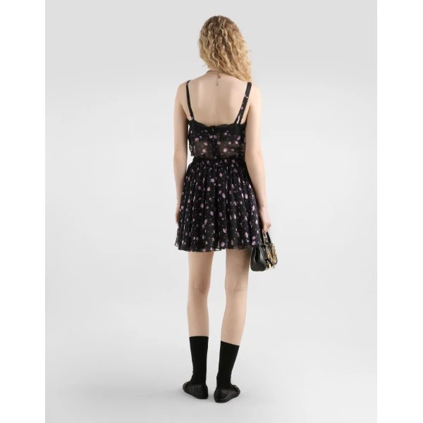 Dolce & Gabbana Carnations-print chiffon circle skirt, view 3