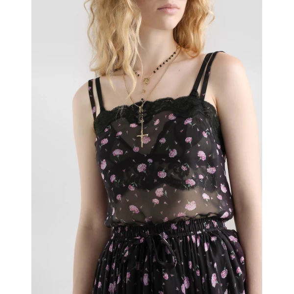 Dolce & Gabbana Carnations-print chiffon top, view 4