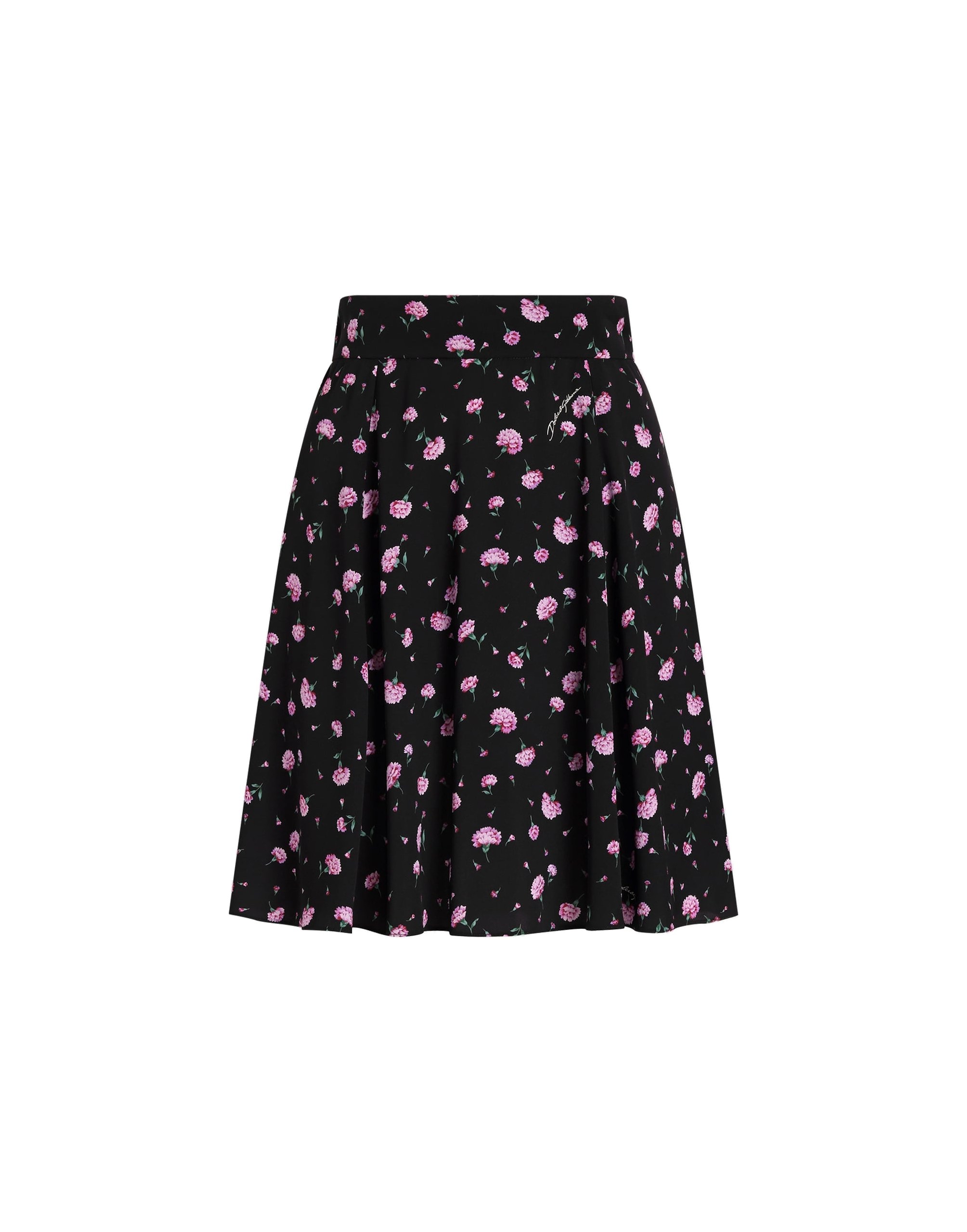 Dolce & Gabbana Carnations-print silk canvas skirt