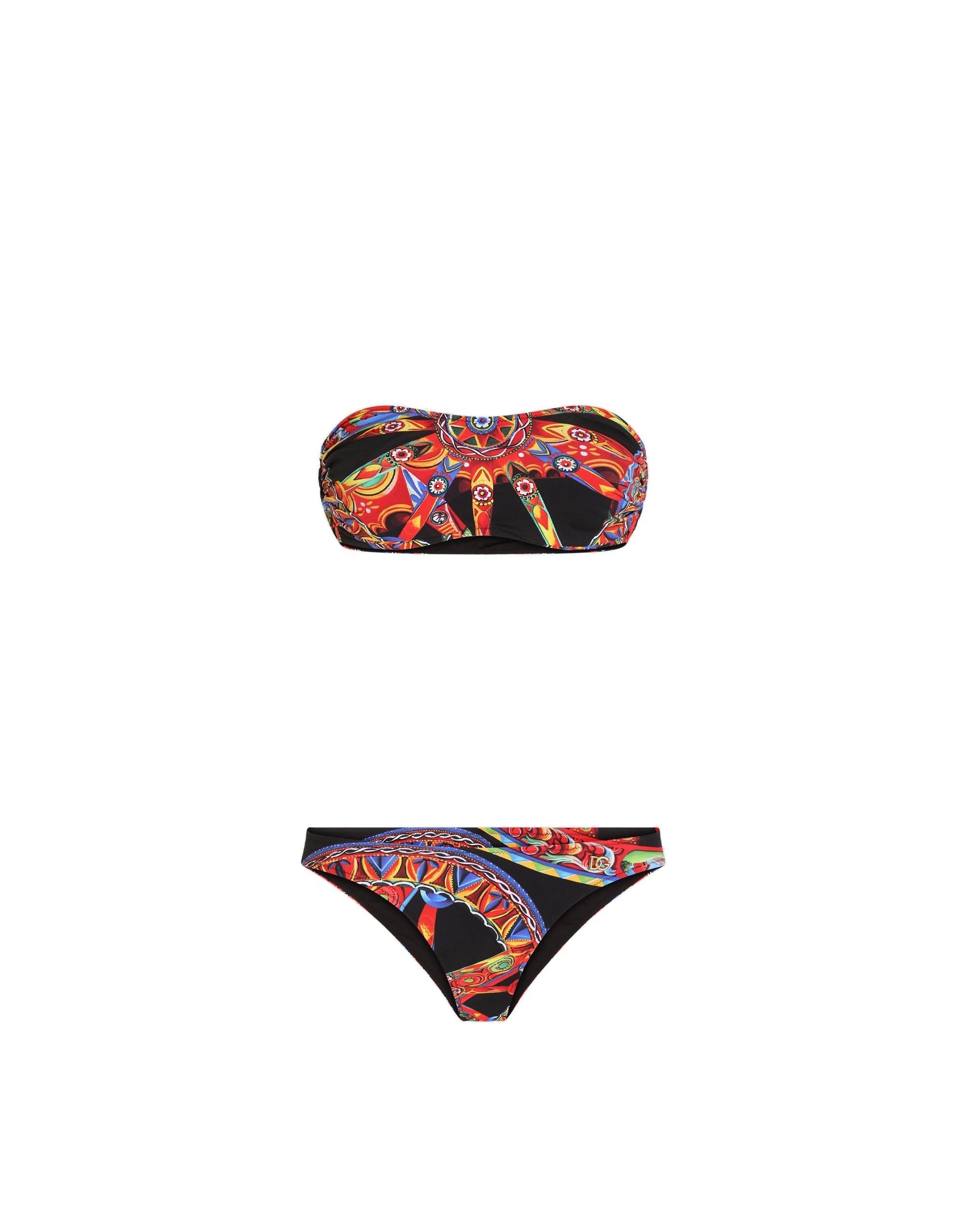 Dolce & Gabbana Carretto-print bandeau bikini
