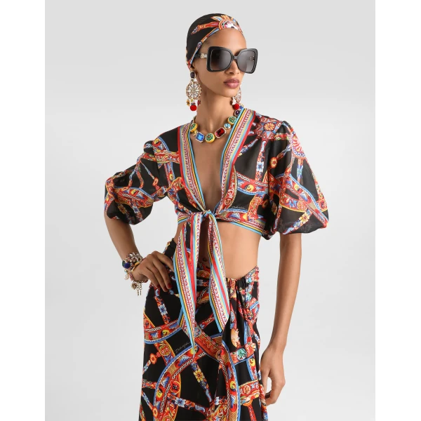 Dolce & Gabbana Carretto-print batiste top, view 4