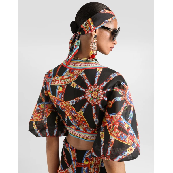 Dolce & Gabbana Carretto-print batiste top, view 5