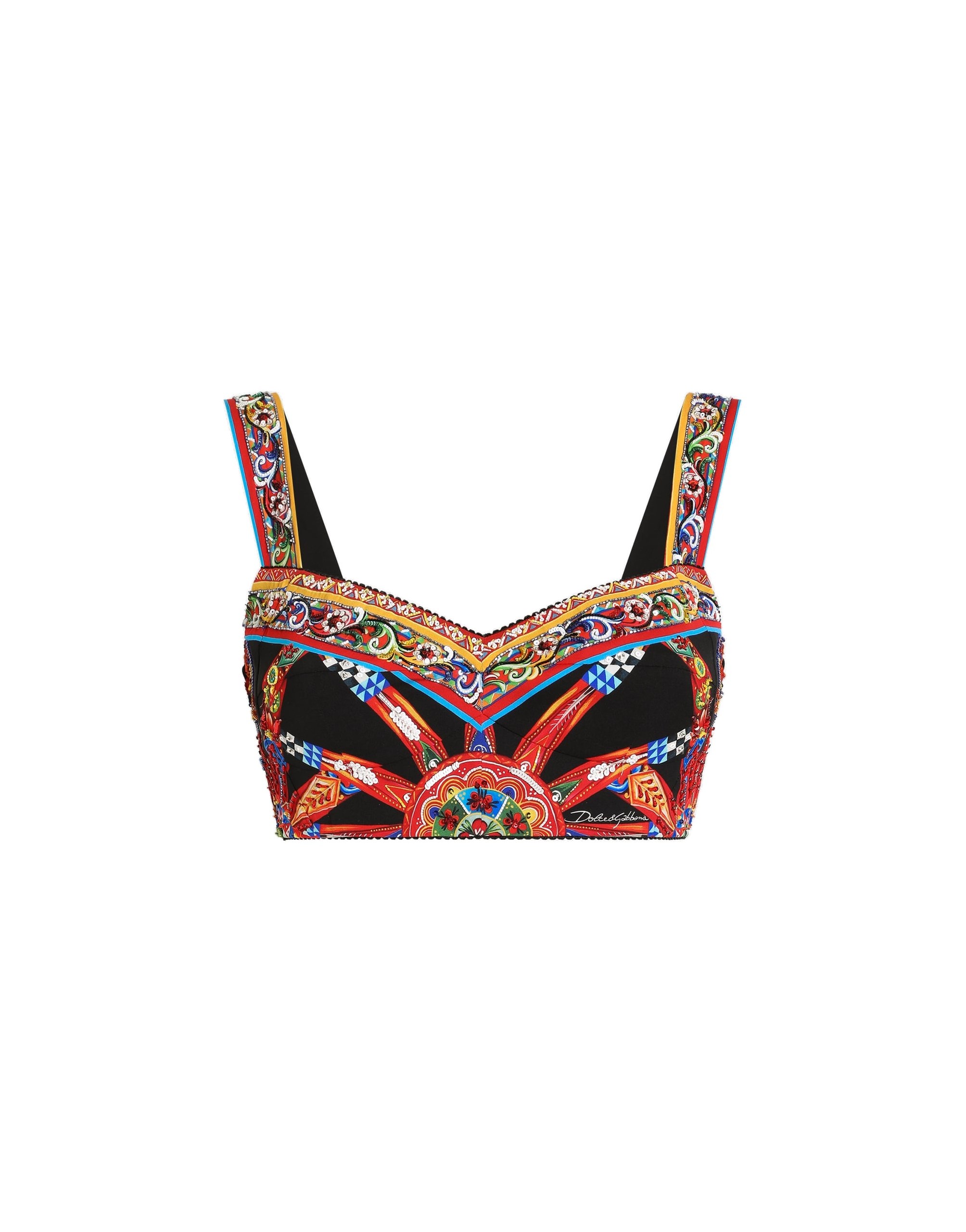 Dolce & Gabbana Carretto-print charmeuse bustier top