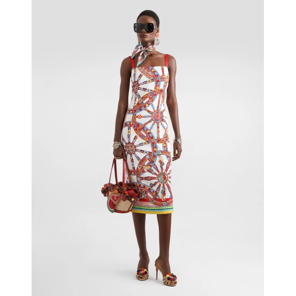 Dolce & Gabbana Carretto-print charmeuse dress, view 2