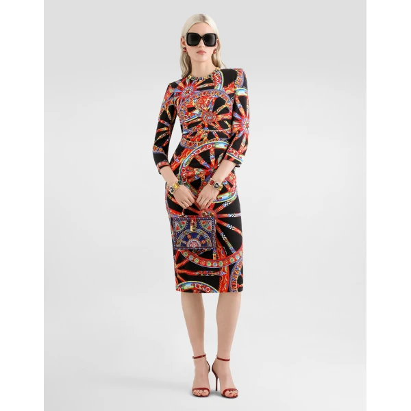 Dolce & Gabbana Carretto-print charmeuse dress, view 2