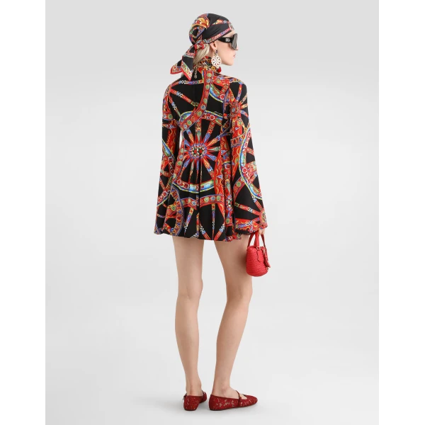 Dolce & Gabbana Carretto-print charmeuse dress, view 3