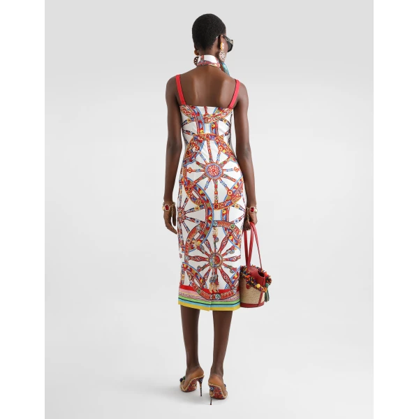 Dolce & Gabbana Carretto-print charmeuse dress, view 3