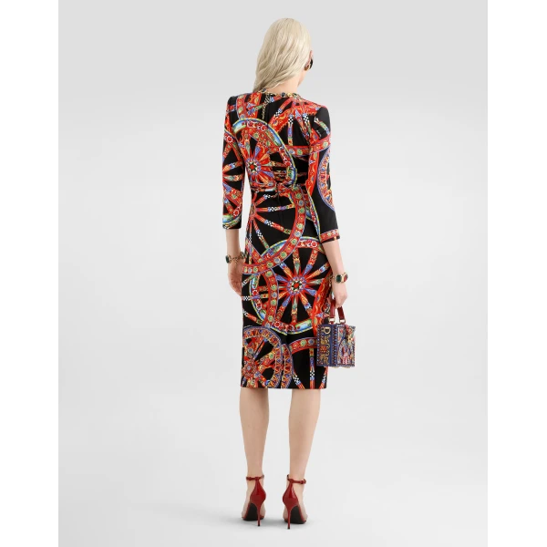 Dolce & Gabbana Carretto-print charmeuse dress, view 3
