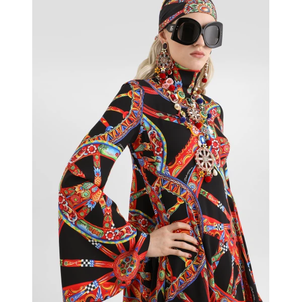 Dolce & Gabbana Carretto-print charmeuse dress, view 4