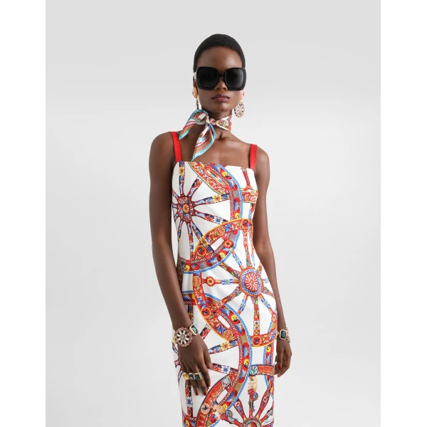 Dolce & Gabbana Carretto-print charmeuse dress, view 4