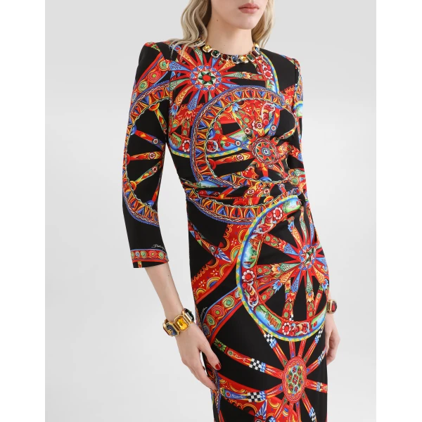 Dolce & Gabbana Carretto-print charmeuse dress, view 4