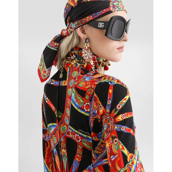 Dolce & Gabbana Carretto-print charmeuse dress, view 5