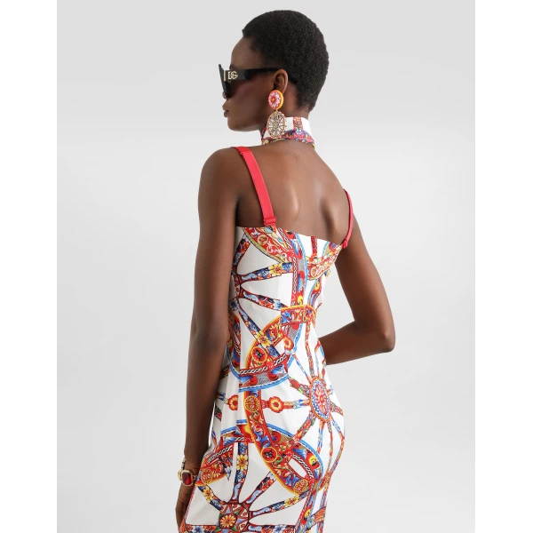 Dolce & Gabbana Carretto-print charmeuse dress, view 5