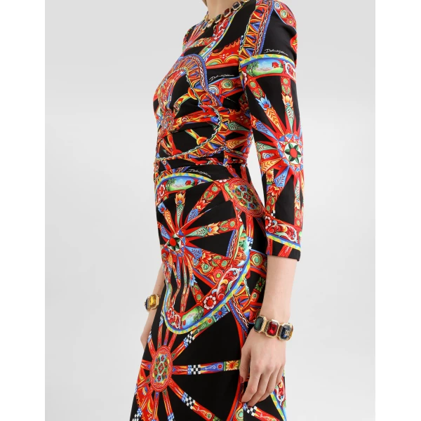 Dolce & Gabbana Carretto-print charmeuse dress, view 5