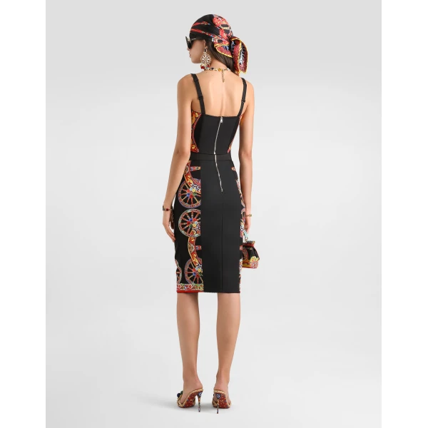 Dolce & Gabbana Carretto-print charmeuse long skirt, view 3