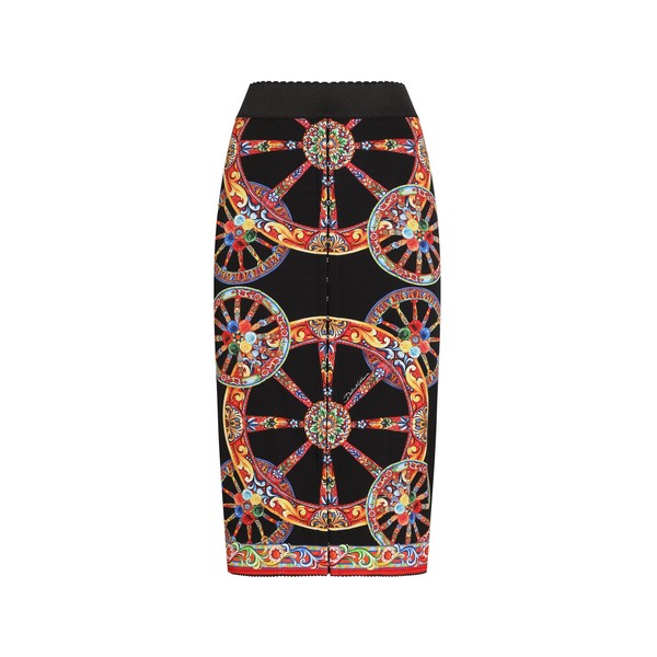 Dolce & Gabbana Carretto-print charmeuse long skirt