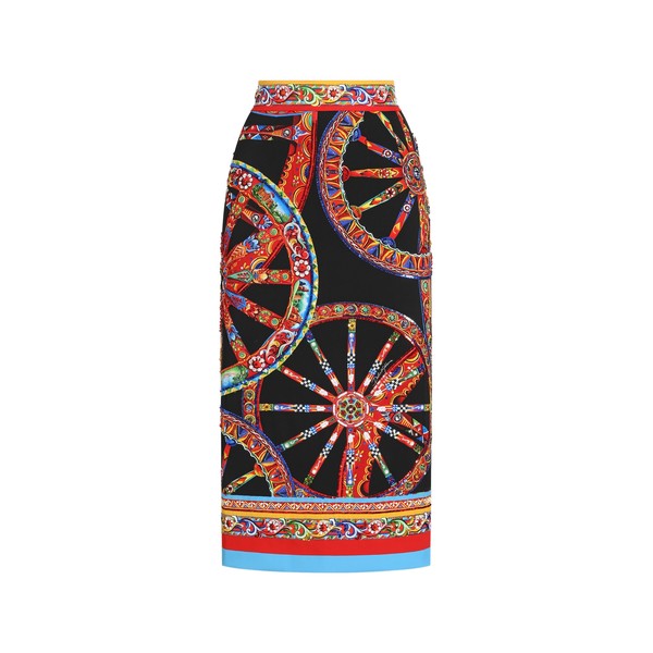 Dolce & Gabbana Carretto-print charmeuse long skirt