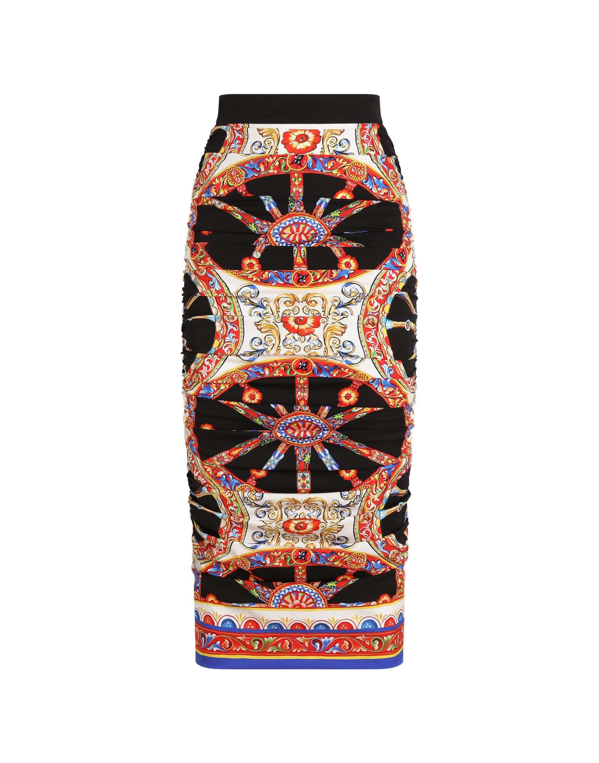 Dolce & Gabbana Carretto-print charmeuse midi skirt