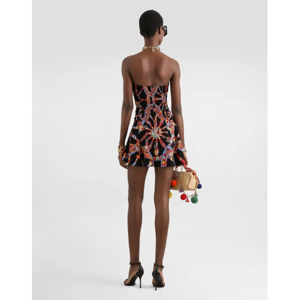 Dolce & Gabbana Carretto-print charmeuse mini dress, view 3