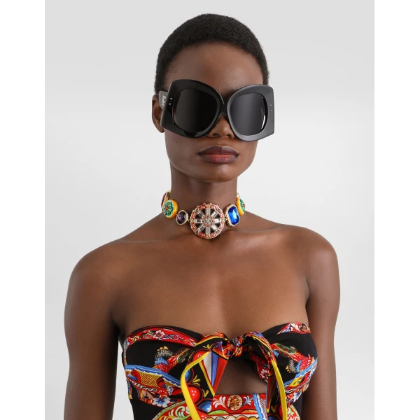 Dolce & Gabbana Carretto-print charmeuse mini dress, view 4