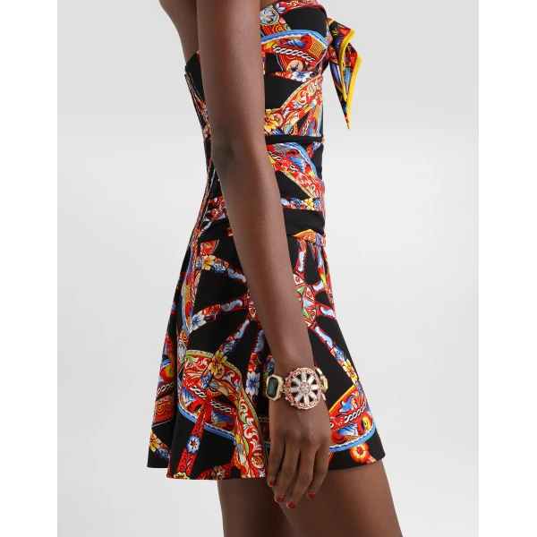 Dolce & Gabbana Carretto-print charmeuse mini dress, view 5