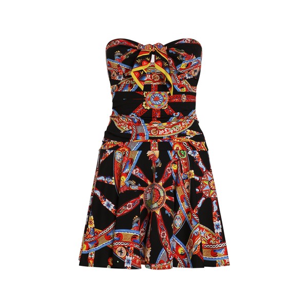 Dolce & Gabbana Carretto-print charmeuse mini dress
