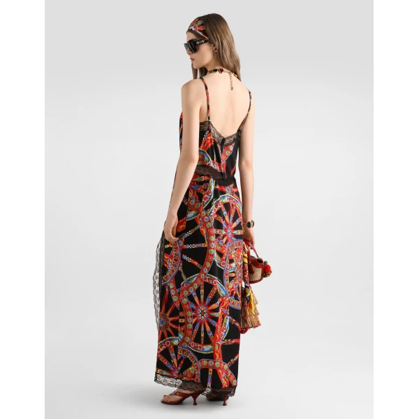 Dolce & Gabbana Carretto-print charmeuse slip dress, view 3