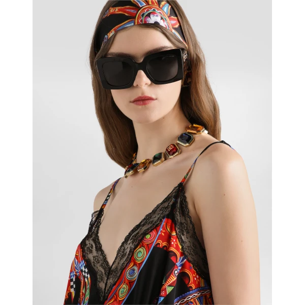Dolce & Gabbana Carretto-print charmeuse slip dress, view 4