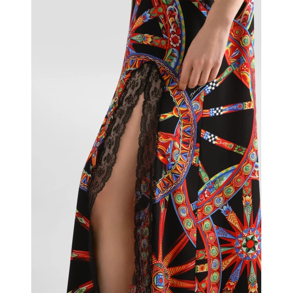 Dolce & Gabbana Carretto-print charmeuse slip dress, view 5