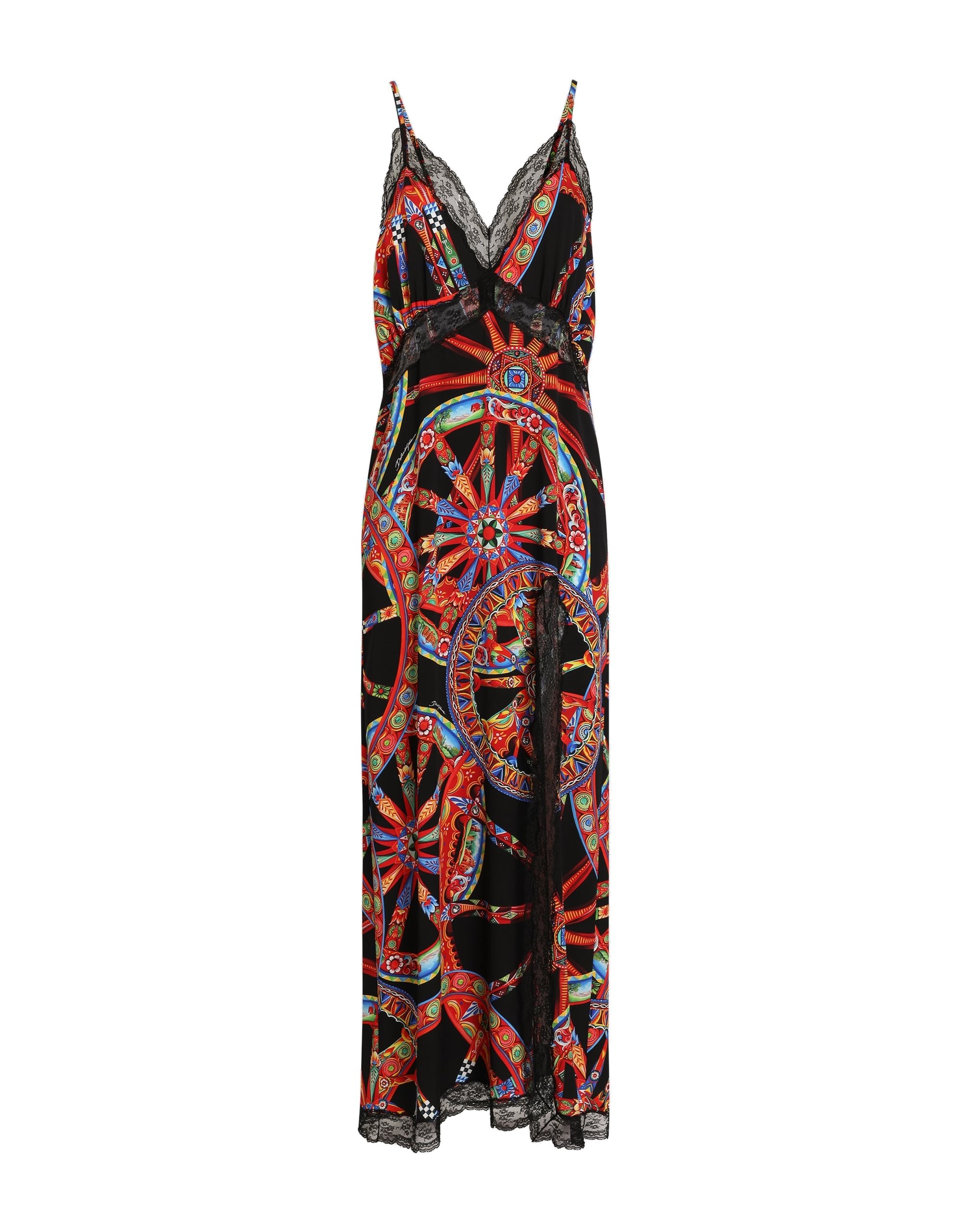 Dolce & Gabbana Carretto-print charmeuse slip dress
